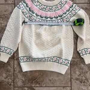 Women's vintage Cream and Pink Patterned Sweater